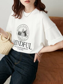 【SALE／14%OFF】Discoat 【ユニセックス】MINDFUL刺繍ロゴTシャツ ディスコート トップス カットソー・Tシャツ ホワイト ベージュ ブルー ブラック