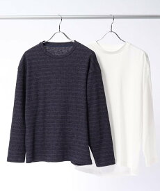 【SALE／30%OFF】THE SHOP TK 【セットアイテム/ニット+ロンT】スラブワッフルアンサンブルプルオーバー ザ ショップ ティーケー トップス カットソー・Tシャツ グレー ベージュ ネイビー