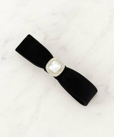 Couture Brooch ベロアリボンパール調バレッタ クチュールブローチ ヘアアクセサリー その他のヘアアクセサリー ブラック