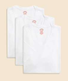 BROOKS BROTHERS スーピマコットン GFロゴ 3パック VネックTシャツ Traditional Fit ブルックス ブラザーズ インナー・ルームウェア その他のインナー・ルームウェア ホワイト【送料無料】