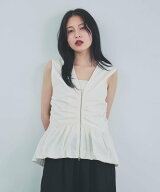 JEANASIS バブルギャザーベスト ジーナシス トップス ベスト・ジレ ホワイト ブラック カーキグリーン【…