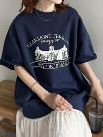 【SALE／25%OFF】Discoat 【ユニセックス】モチーフ刺繍半袖スウェット ディスコート トップス カットソー・Tシャツ グレー ネイビー