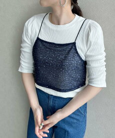 【SALE／62%OFF】LOWRYS FARM (W)スパンコールキャミ ローリーズファーム トップス キャミソール ブラック ネイビー