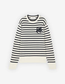 Maison Kitsune Maison Kitsune/(M)FOX HEAD INTARSIA COMFORT STRIPED JUMPER メゾン キツネ トップス ニット ホワイト【送料無料】