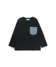 【ベビーとおそろい】デニムポケット付き長袖Tシャツ ロンT