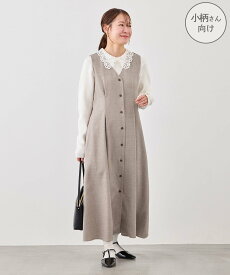 ROPE' PICNIC 【低身長・小柄さんサイズ】ウエストタックジャンパースカート ロペピクニック ワンピース・ドレス ジャンパースカート ベージュ グレー ネイビー【送料無料】