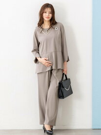 AddRouge マタニティ対応 フォーマル セットアップ セレモニー 結婚式 パンツドレス アッドルージュ マタニティウェア・ベビー用品 マタニティワンピース・フォーマル ブラウン ネイビー グレー ブラック【送料無料】