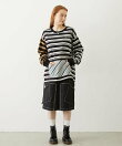 THREE PATTERN STRIPE L/S TOP
