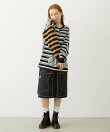 THREE PATTERN STRIPE L/S TOP