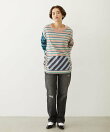 THREE PATTERN STRIPE L/S TOP