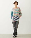 THREE PATTERN STRIPE L/S TOP