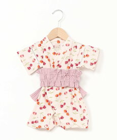 【SALE／10%OFF】petit main girlsアソートbaby甚平 ナルミヤオンライン 着物・浴衣・和装小物 浴衣 ピンク パープル