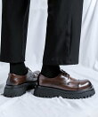 【shoes365】メンズ PUレザーハイソールストレートチップシューズ