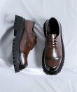 【shoes365】メンズ PUレザーハイソールストレートチップシューズ