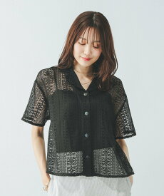 【SALE／20%OFF】GLOBAL WORK レースシャツ半袖/494043 グローバルワーク トップス シャツ・ブラウス ブラック ホワイト ブラウン