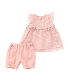SLAP SLIP BABY 花柄リボン付きオーガンジーワンピース+ブルマ2点セットベビー(70~80cm) ベベ オンライン ストア マタニティウェア・ベビー用品 ベビートップス ピンク イエロー【送料無料】