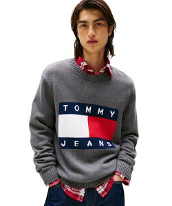 TOMMY JEANS ���M�����[�������W�t���b�O�Z�[�^�[ �g�~�[�q���t�B�K�[ �g�b�v�X �j�b�g �z���C�g �u���b�N�y���������z