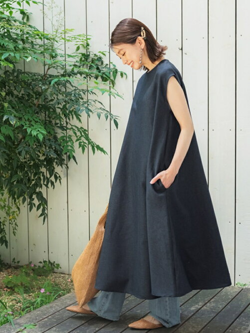 Coca リネン風フレンチスリーブロングワンピース Rakuten Fashion 楽天ファッション 旧楽天ブランドアベニュー Df1224