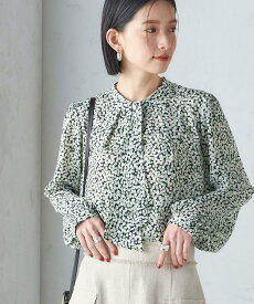 【SALE／30%OFF】SHIPS WOMEN ＜手洗い可能＞プリント スカーフタイ ブラウス 24SS ◇ シップス トップス シャツ・ブラウス グリーン イエロー【送料無料】