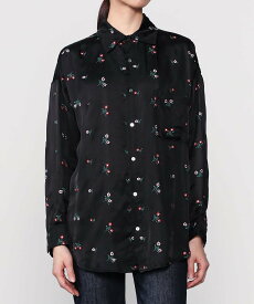 Bshop TICCA ｜ フラワーエンブロイダリー 長袖シャツ WOMEN ビショップ トップス シャツ・ブラウス ブラック【送料無料】