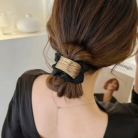 【SALE／30%OFF】miniministore プレート付きシュシュ 大人っぽいヘアゴム ミニミニストア ヘアアクセサリー その他のヘアアクセサリー ブラック パープル ホワイト