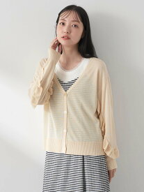 【SALE／50%OFF】earth music&ecology 袖フリルシアーカーディガン レディース/夏/24SS アースミュージック&エコロジー トップス カーディガン ホワイト ブラック パープル