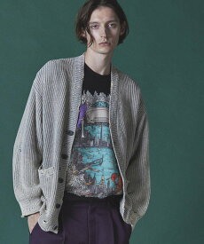【SALE／40%OFF】MAISON SPECIAL Snow Wash Damaged Prime-Over V-Neck Knit Cardigan メゾンスペシャル トップス カーディガン ブラック ブルー グリーン【送料無料】