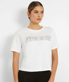 GUESS (W)KIARA Ss T-Shirt ゲス トップス カットソー・Tシャツ ブラック ホワイト【送料無料】