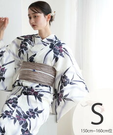 utatane utatane Sサイズ 浴衣3点セット レトロホワイトに流れる美人花 ウタタネ 着物・浴衣・和装小物 浴衣 ホワイト【送料無料】