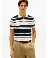 TOMMY HILFIGER コットンピケマルチボーダーレギュラーフィットポロシャツ トミーヒルフィガー トップス …
