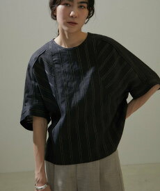 SALON adam et rope' 【WEB限定】ドビーラメストライプブラウス/24SS サロン アダム エ ロペ トップス シャツ・ブラウス ベージュ ブラック【送料無料】