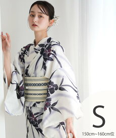 utatane utatane Sサイズ 浴衣3点セット レトロホワイトに流れる美人花 ウタタネ 着物・浴衣・和装小物 浴衣 ホワイト【送料無料】