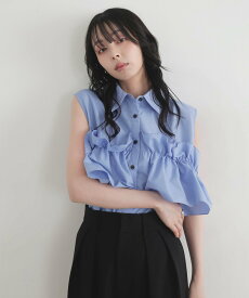 【SALE／5%OFF】LIAN 2wayフリルノースリーブシャツ リアン トップス シャツ・ブラウス ブラック ブルー ホワイト イエロー ピンク【送料無料】