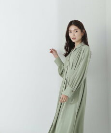 【SALE／50%OFF】NATURAL BEAUTY BASIC フロントボタンタックフレアワンピース ナチュラルビューティベーシック ワンピース・ドレス ワンピース グリーン ベージュ【送料無料】