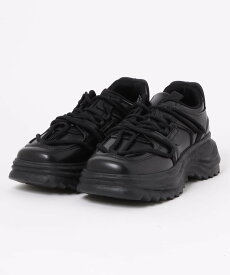 【SALE／20%OFF】aimoha - select - 【shoes365】個性装飾靴紐 スクエアトゥ厚底スニーカー アイモハ シューズ・靴 スニーカー ブラック
