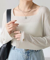 COLLAGE GALLARDAGALANTE 【追加販売/1枚でもインナーでも着られる】シアーラメリブスクエアカットソー …