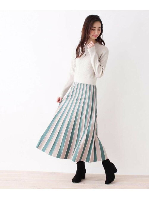 Opaque Clip 洗える 配色プリーツニットワンピース Rakuten