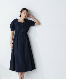 【SALE／10%OFF】NATURAL BEAUTY BASIC ハートネックシャツワンピース ナチュラルビューティベーシック ワンピース・ドレス ワンピース ネイビー ピンク グリーン【送料無料】