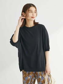 【SALE／40%OFF】Green Parks ナイロンドッキングカットチュニック 24SS/体型カバー/クルーネック/半袖/夏 グリーンパークス トップス カットソー・Tシャツ ブラック カーキ ホワイト グレー