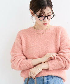 【SALE／50%OFF】le.coeur blanc 《手洗い可能》ソフトシャギーニットプルオーバー ルクールブラン トップス ニット ホワイト ピンク ブラウン グレー【送料無料】