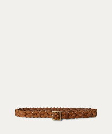 POLO RALPH LAUREN バスケットウィーブ レザー ベルト ラルフローレン ファッション雑貨 ベルト ブラウン【送料無料】