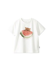 gelato pique 【接触冷感】【KIDS】フルーツアニマルワンポイントTシャツ ジェラートピケ トップス カットソー・Tシャツ ホワイト ピンク