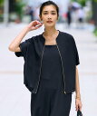 23区 【一部店舗限定/吸水速乾/UVカット/接触冷感】ストレッチジョーゼット フレンチスリーブ ブルゾン ニジュウサンク ジャケット・アウター ブルゾン・ジャンパー ベージュ ブラック ネイビー【送料無料】