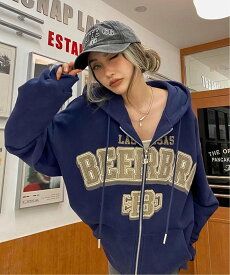 【SALE／10%OFF】DEVICE select カレッジロゴ ジップパーカー スウェット デバイス トップス パーカー・フーディー ホワイト ベージュ ネイビー