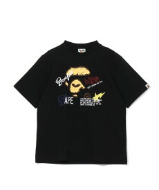 A BATHING APE HAND DRAW GRAPHIC RELAXED FIT TEE ア ベイシング エイプ トップス カットソー・Tシャツ ブラック ホワイト【送料無料】