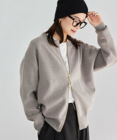 BARNYARDSTORM 【WEB限定】ミラノリブZIPカーデ＜セットアップ対応＞ バンヤードストーム トップス カーディガン ベージュ ホワイト ネイビー グレー ブラック ブラウン ピンク【送料無料】