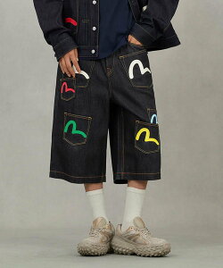LHP EVISU/�G���B�X/Seagull Print and Multi-Pocket Fashion Fit Denim Shorts �G���G�C�`�s�[ �p���c ���̑��̃p���c �u���[�y���������z