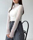 ♪『レイヤード/インナーに!』シアーハイネックトップス(ドット/レース/ラメ)