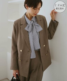 ROPE' PICNIC 【WEB限定・ミドル丈】レディハンサムシリーズ ウールライク金ボタンジャケット(半裏地)/通勤対応 ロペピクニック ジャケット・アウター テーラードジャケット・ブレザー ブラック ベージュ ネイビー グレー【送料無料】