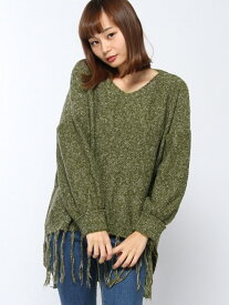 【SALE／57%OFF】SPIGA 裾フリンジサガラニットTOPS スピーガ トップス ニット グレー カーキ